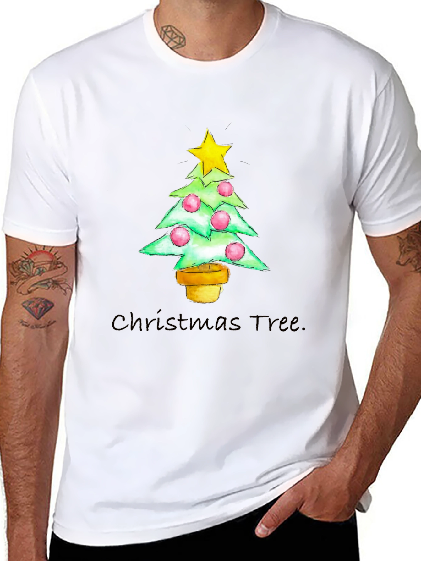 Festive Christmas Tree Graphic Tee - Holiday Apparel