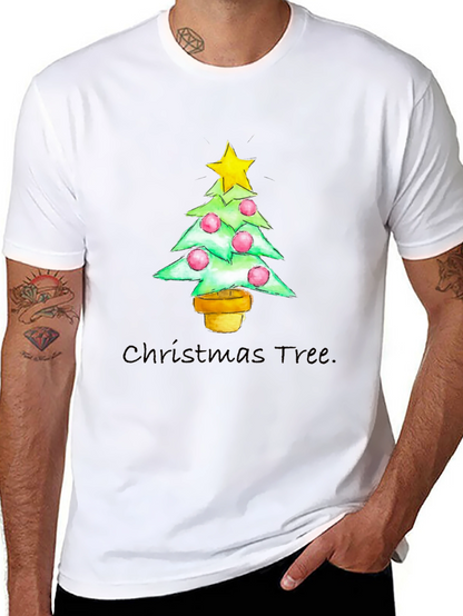 Festive Christmas Tree Graphic Tee - Holiday Apparel
