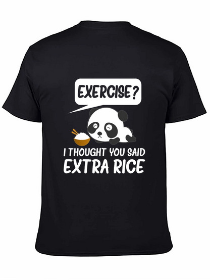 Exercise? Extra Rice Panda Graphic T-Shirt