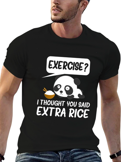 Exercise? Extra Rice Panda Graphic T-Shirt