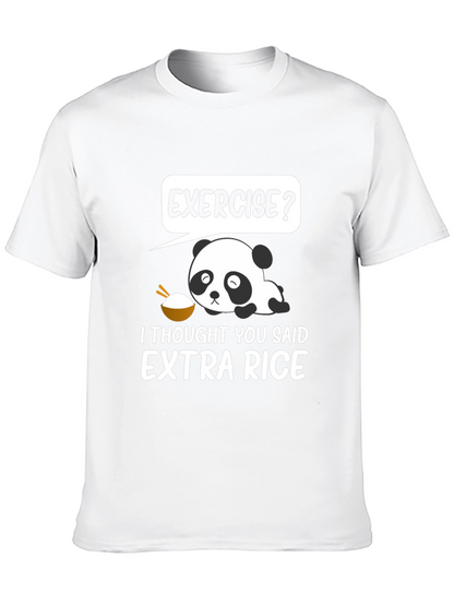Exercise? Extra Rice Panda Graphic T-Shirt
