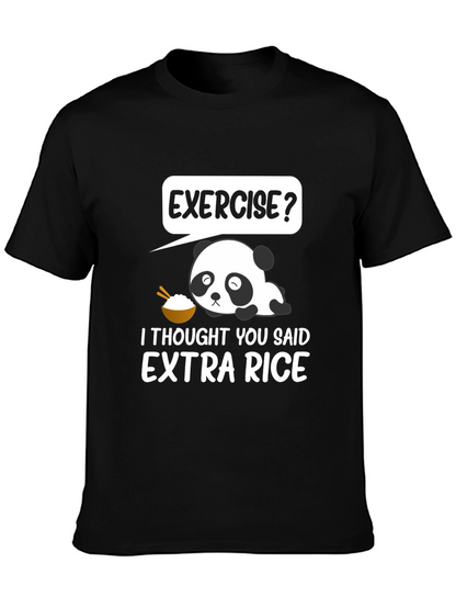 Exercise? Extra Rice Panda Graphic T-Shirt