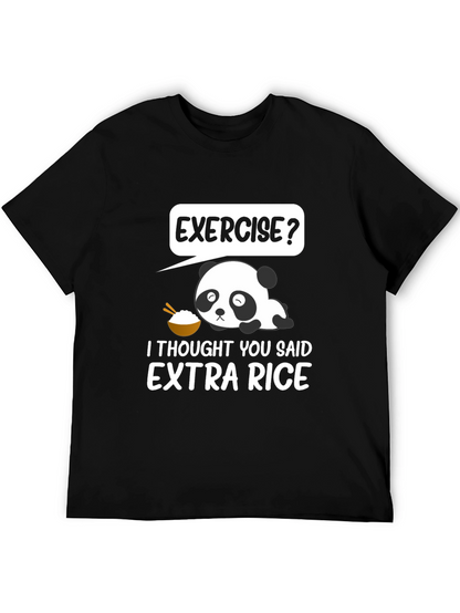 Exercise? Extra Rice Panda Graphic T-Shirt