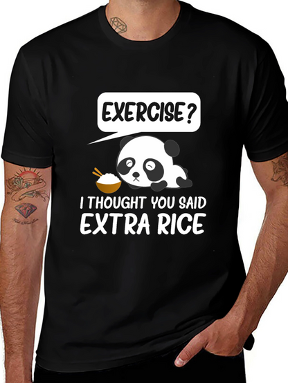 Exercise? Extra Rice Panda Graphic T-Shirt