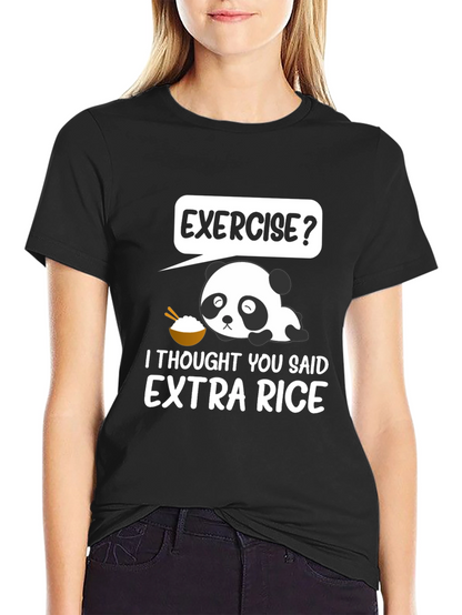Exercise? Extra Rice Panda Graphic T-Shirt
