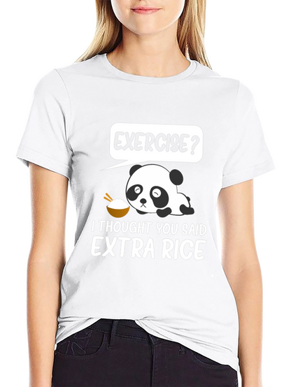 Exercise? Extra Rice Panda Graphic T-Shirt