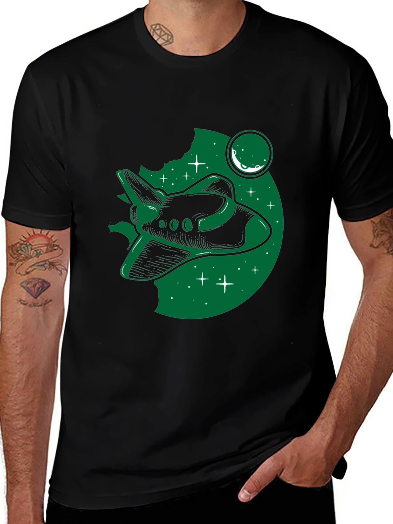Space Shuttle Graphic T-Shirt - Black