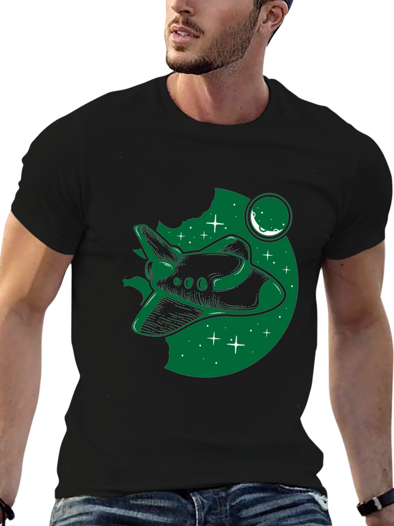 Space Shuttle Graphic T-Shirt - Black