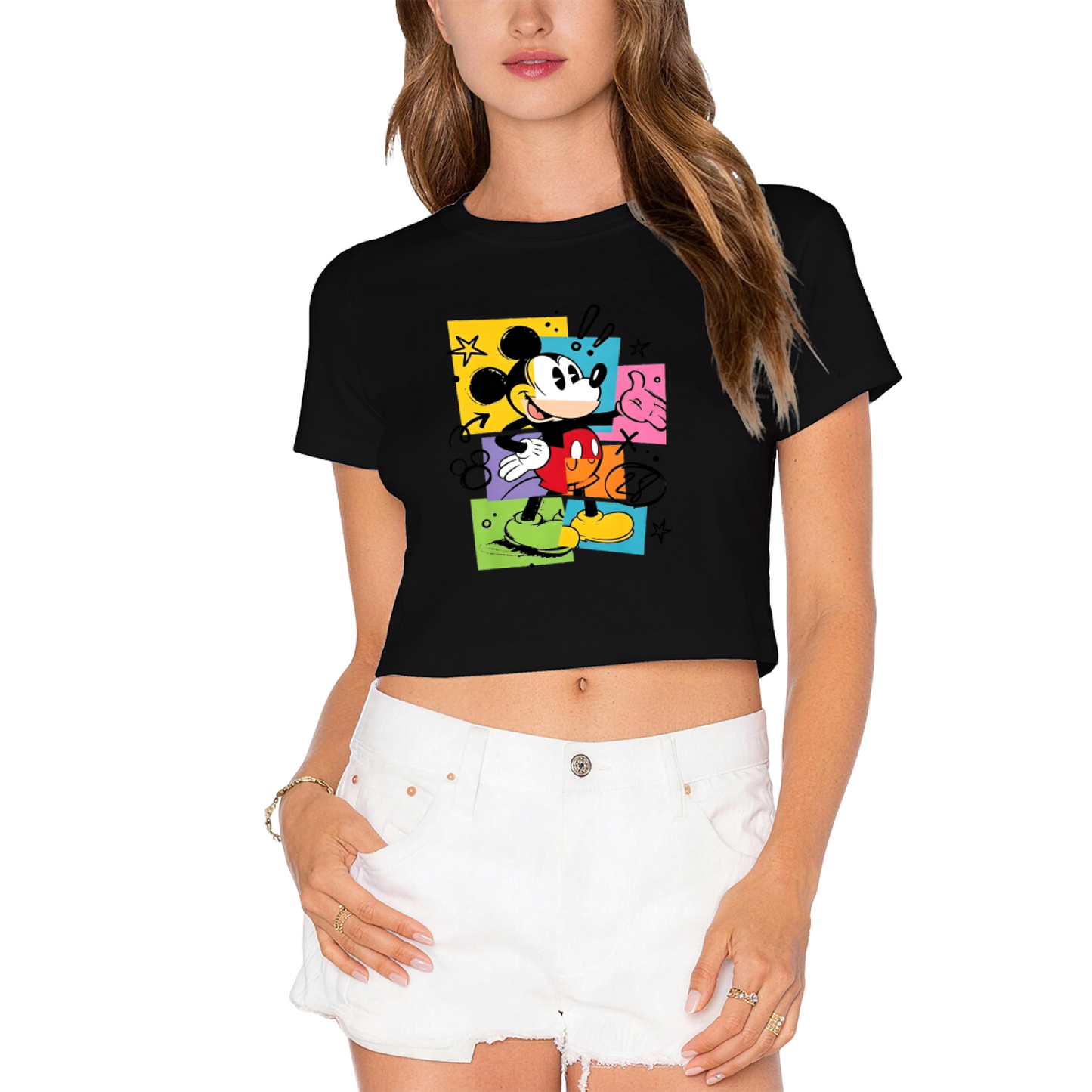 Retro Pop?Art Mickey Mouse Stylish Women Crop Top