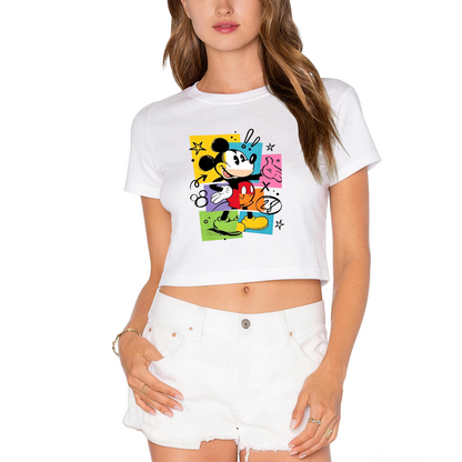 Retro Pop?Art Mickey Mouse Stylish Women Crop Top