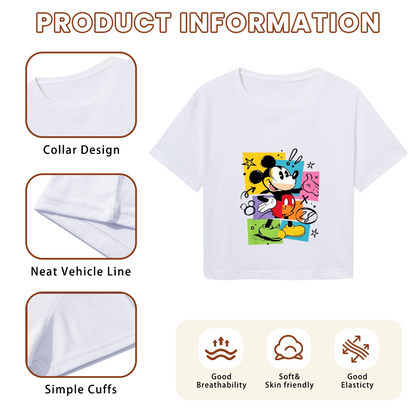 Retro Pop?Art Mickey Mouse Stylish Women Crop Top