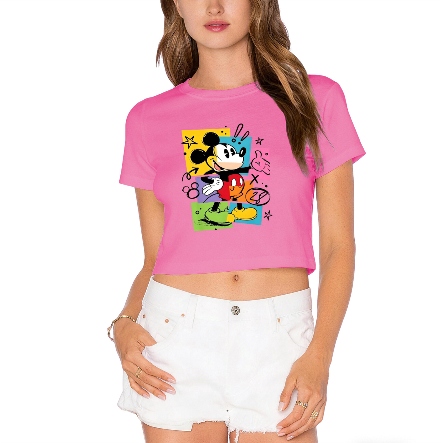 Retro Pop?Art Mickey Mouse Stylish Women Crop Top