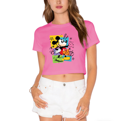 Retro Pop?Art Mickey Mouse Stylish Women Crop Top