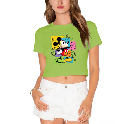 Retro Pop?Art Mickey Mouse Stylish Women Crop Top