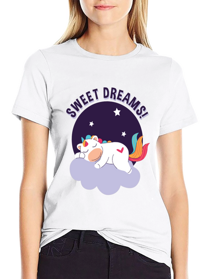 Sweet Dreams Unicorn Graphic Black T-Shirt