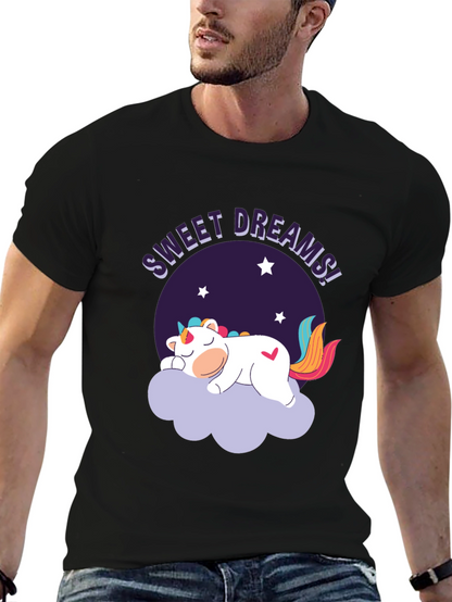 Sweet Dreams Unicorn Graphic Black T-Shirt