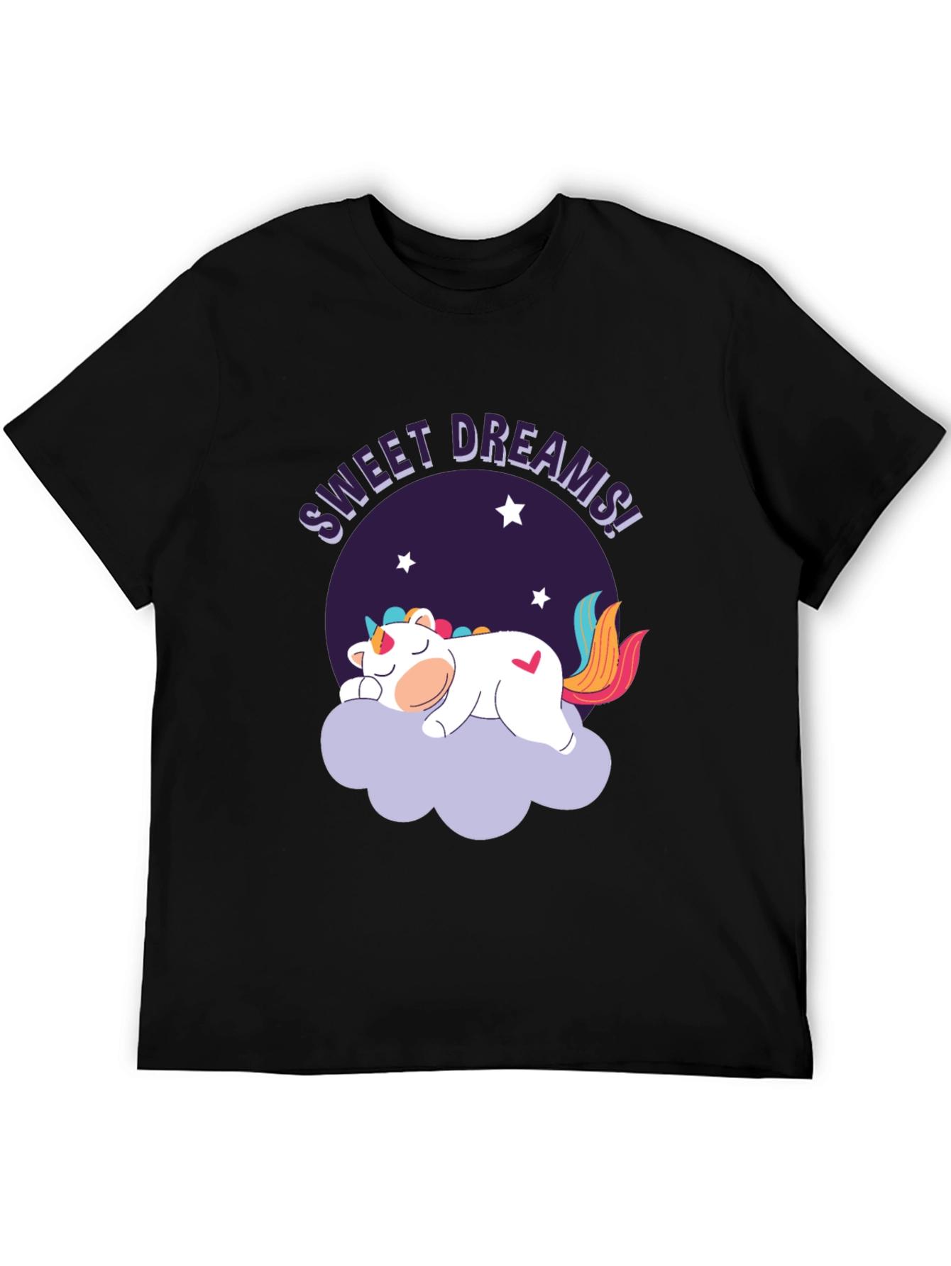 Sweet Dreams Unicorn Graphic Black T-Shirt