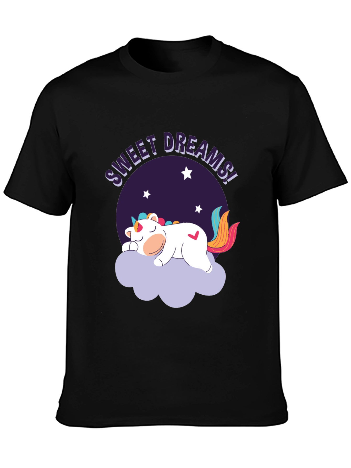 Sweet Dreams Unicorn Graphic Black T-Shirt
