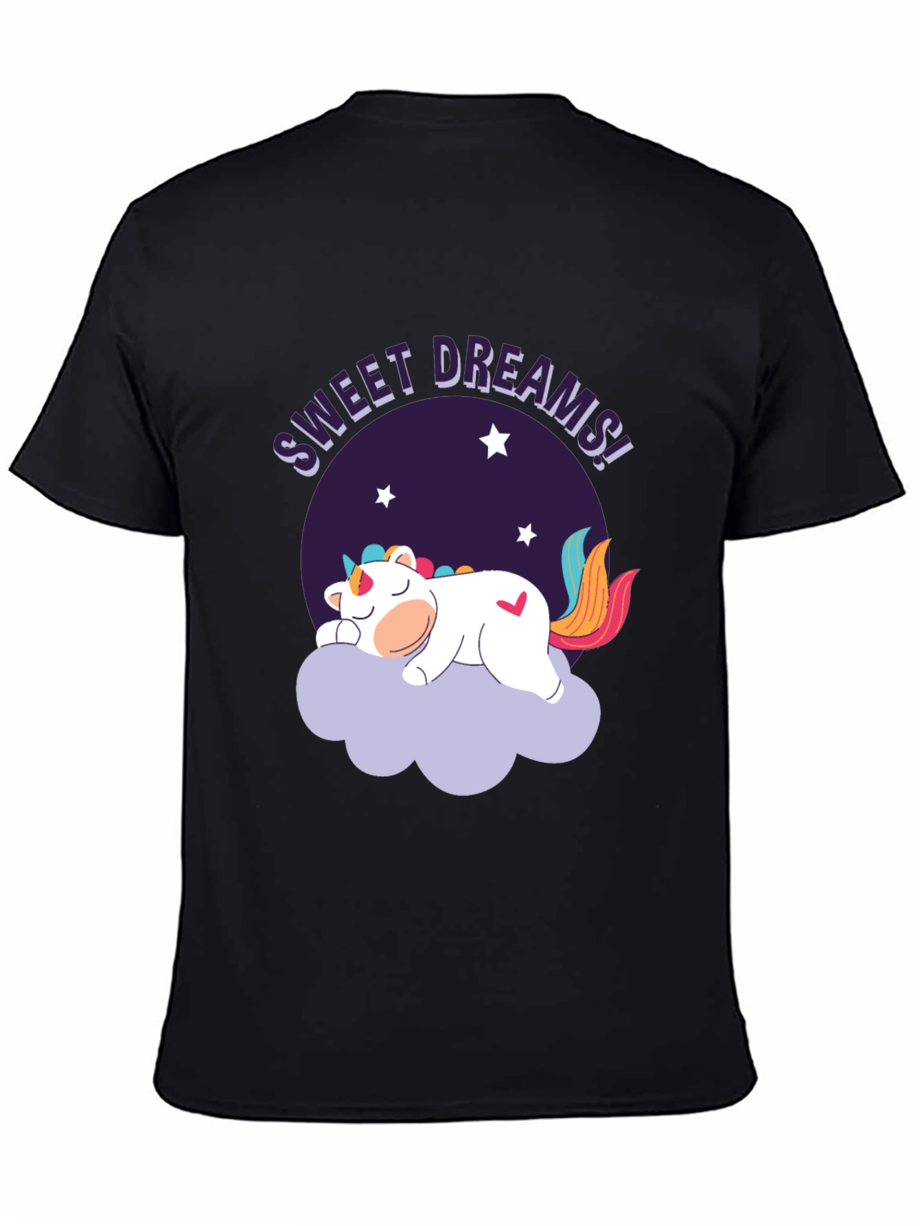 Sweet Dreams Unicorn Graphic Black T-Shirt