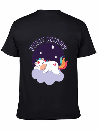 Sweet Dreams Unicorn Graphic Black T-Shirt
