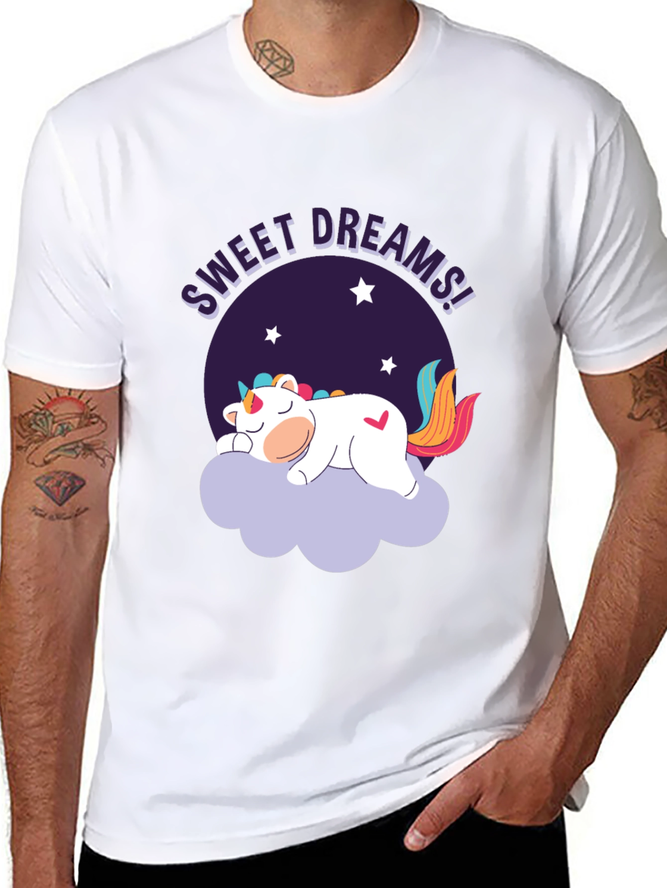Sweet Dreams Unicorn Graphic Black T-Shirt