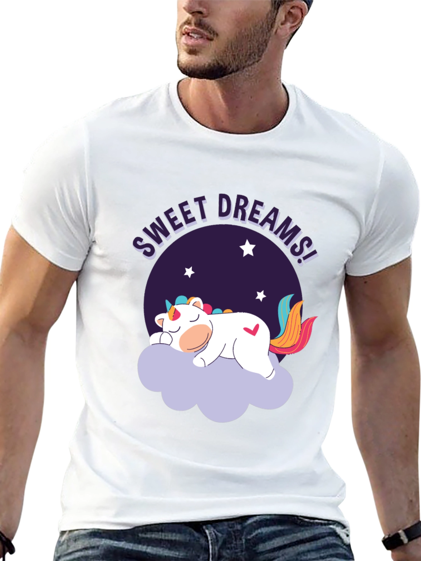 Sweet Dreams Unicorn Graphic Black T-Shirt
