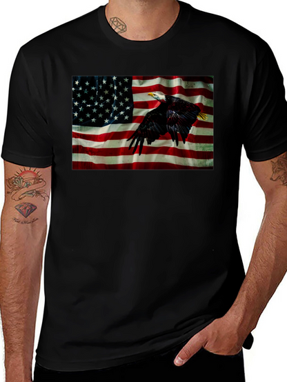 Eagle & US Flag Graphic Black T-Shirt