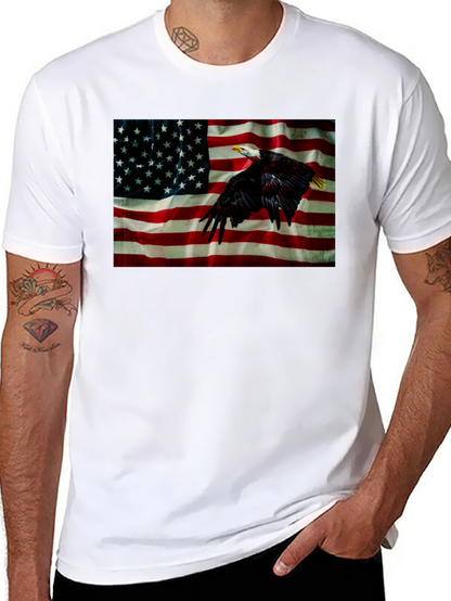 Eagle & US Flag Graphic Black T-Shirt
