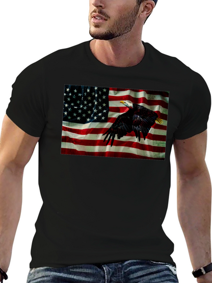 Eagle & US Flag Graphic Black T-Shirt