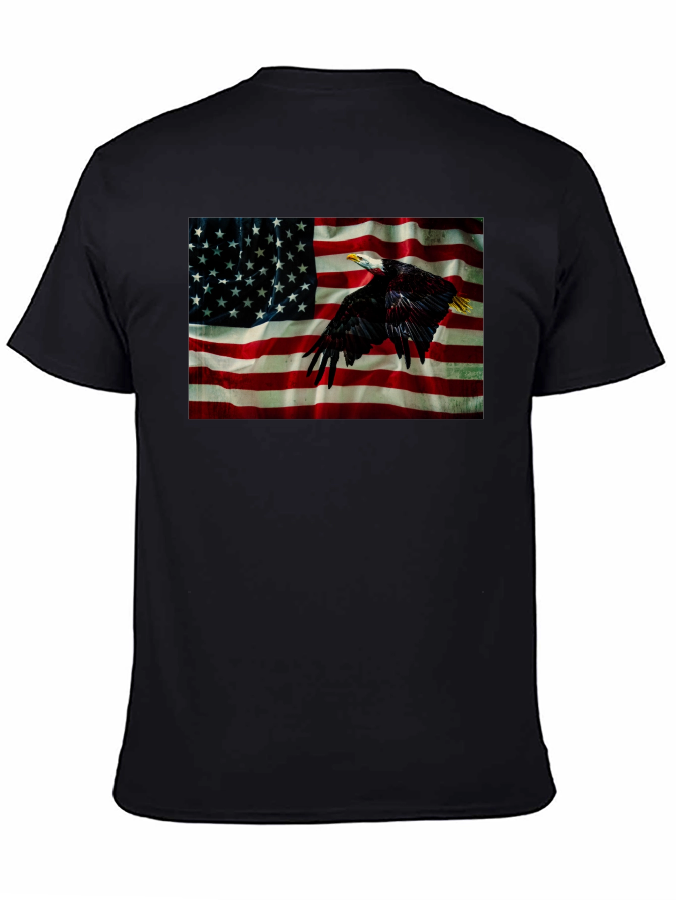 Eagle & US Flag Graphic Black T-Shirt