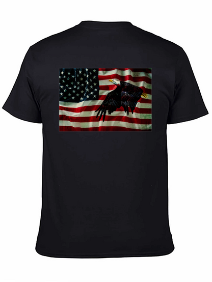 Eagle & US Flag Graphic Black T-Shirt