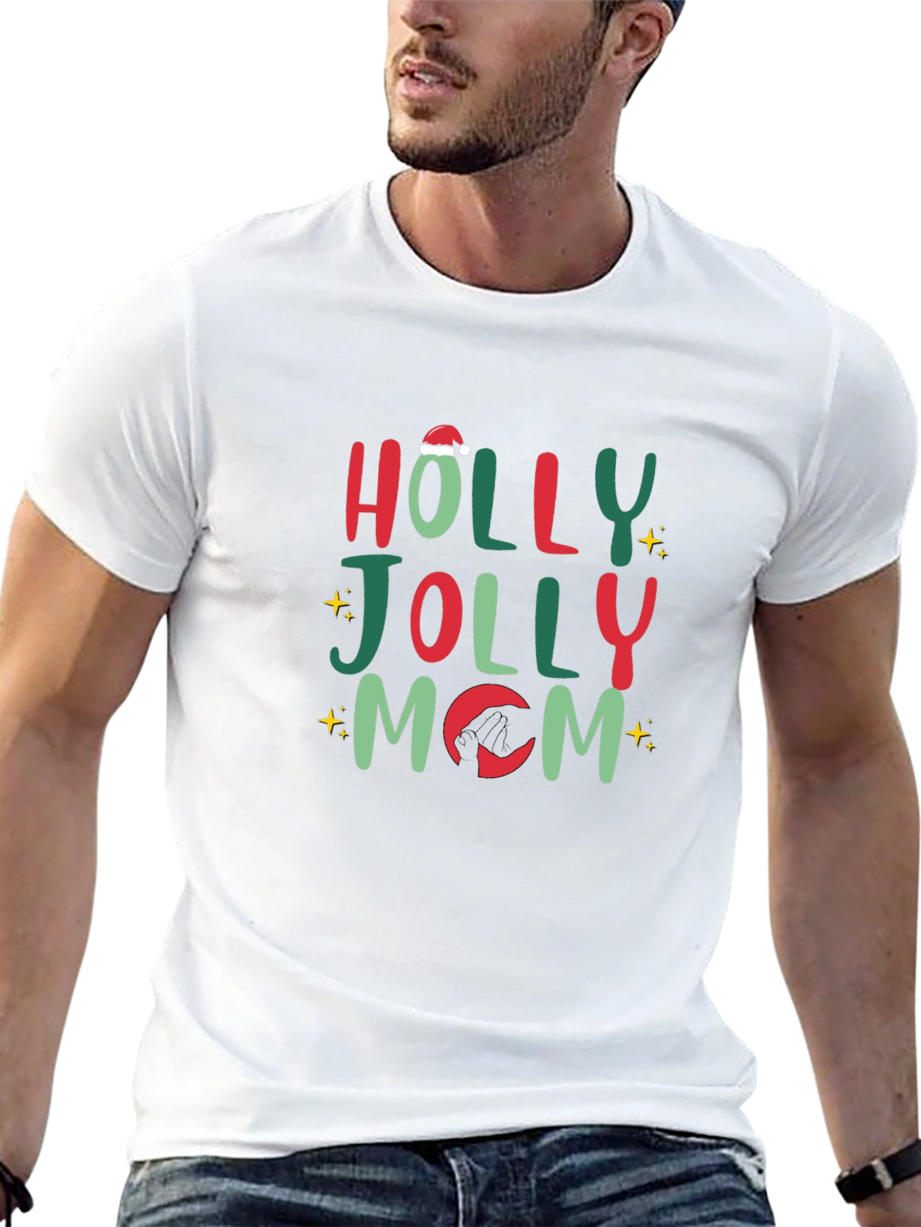 Holly Jolly Mom Christmas T-Shirt