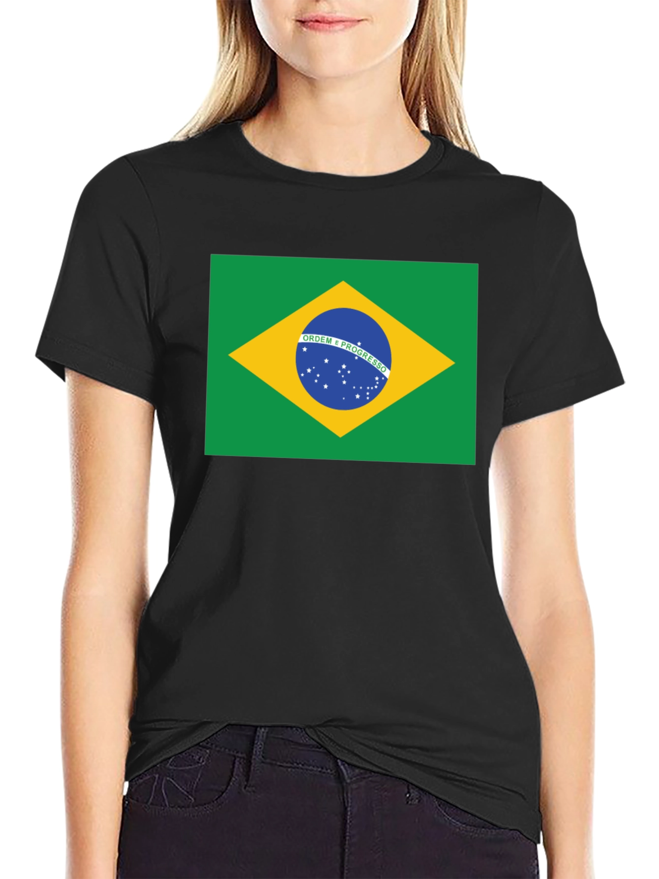 Brazil Flag Graphic T-Shirt - Black
