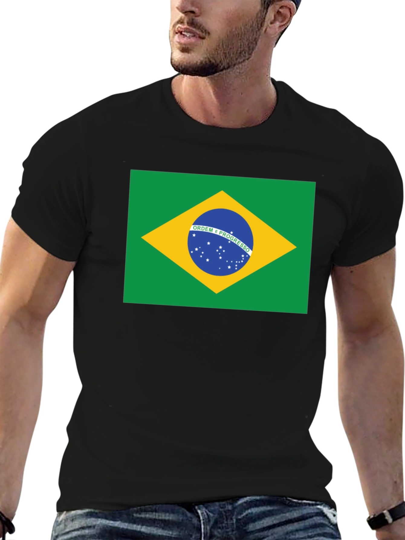 Brazil Flag Graphic T-Shirt - Black