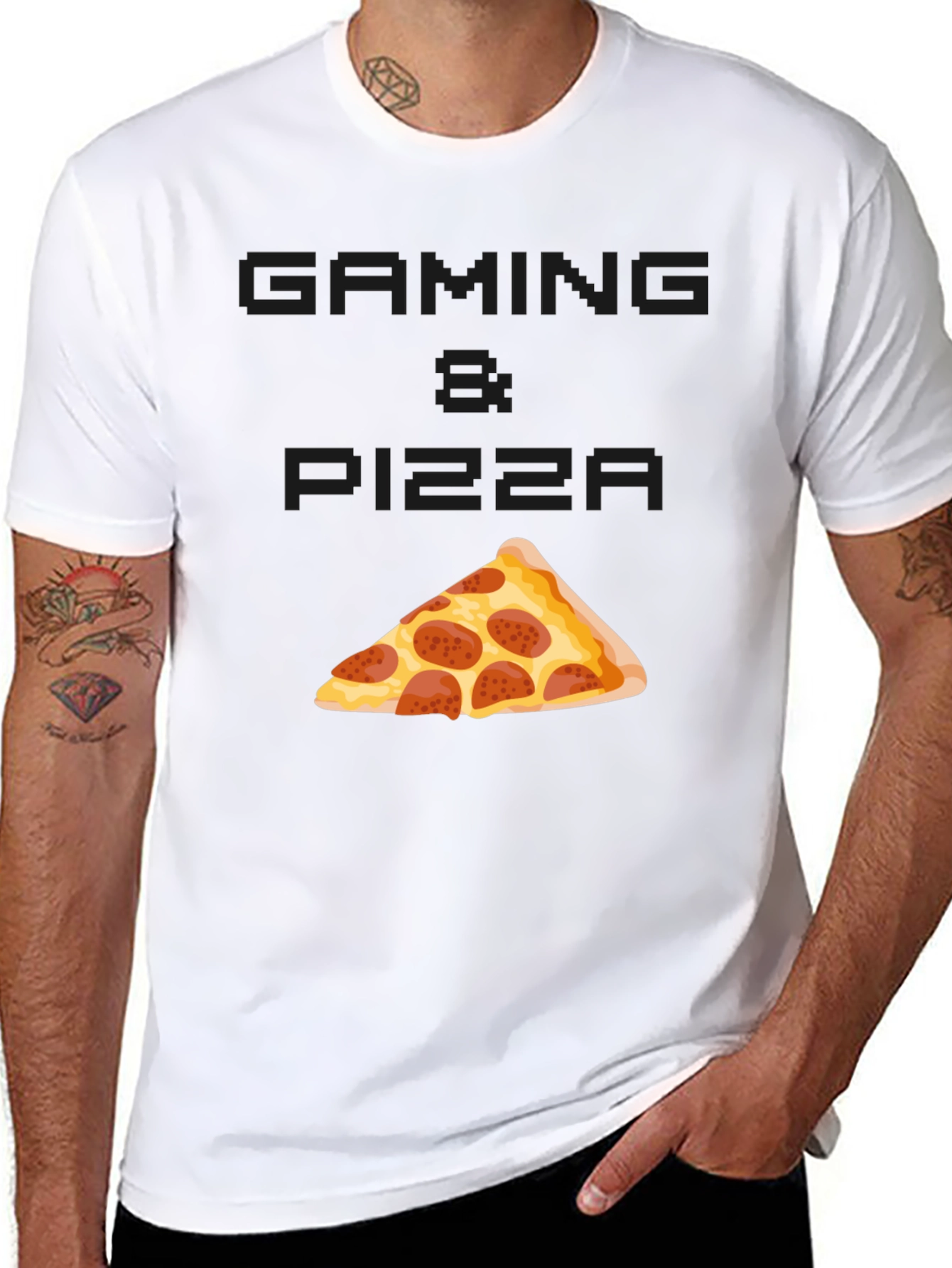 Gaming & Pizza Graphic T-Shirt
