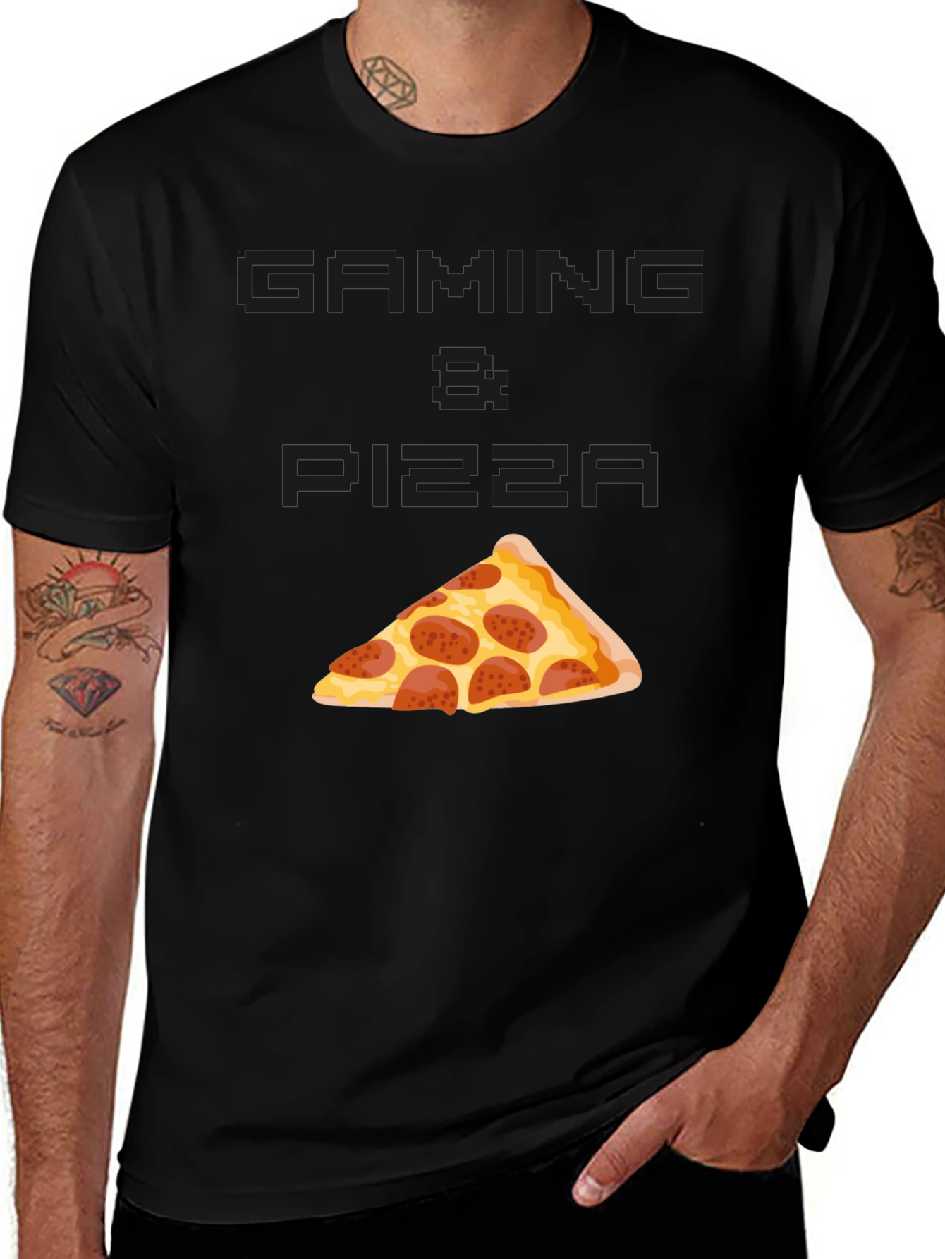 Gaming & Pizza Graphic T-Shirt