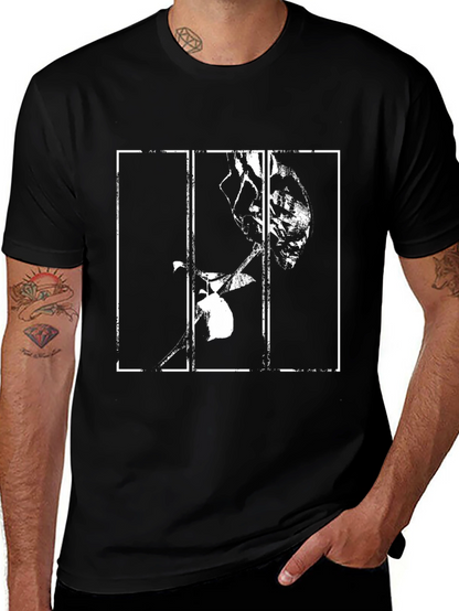 Black Rose Print Graphic T-Shirt