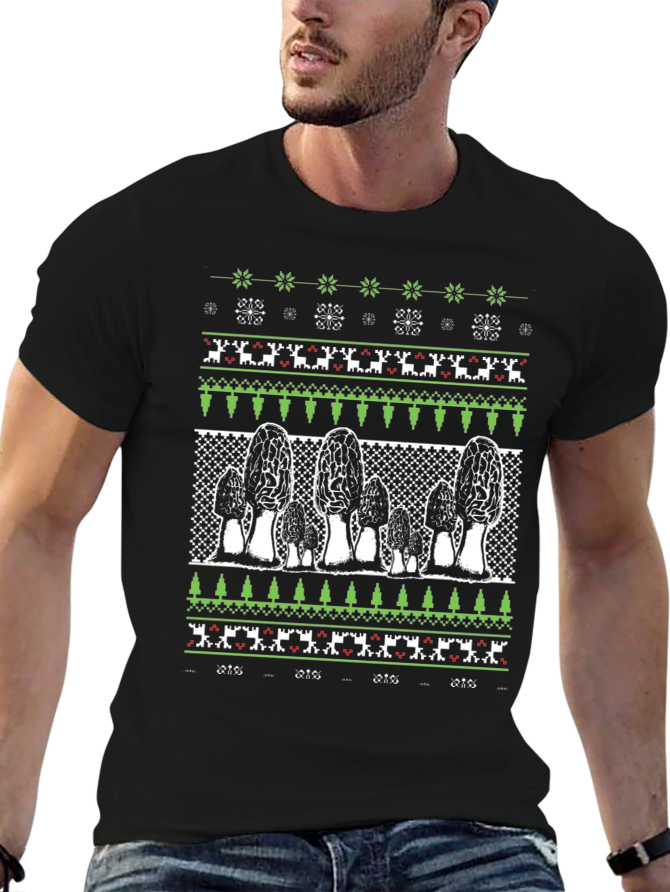Morel Mushroom Ugly Christmas Sweater T-Shirt