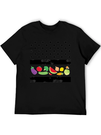 Vegan American Flag T-Shirt - Star & Veggie Design