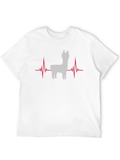 Llama Heartbeat Graphic Tee - Black Cotton T-Shirt