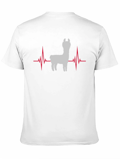 Llama Heartbeat Graphic Tee - Black Cotton T-Shirt