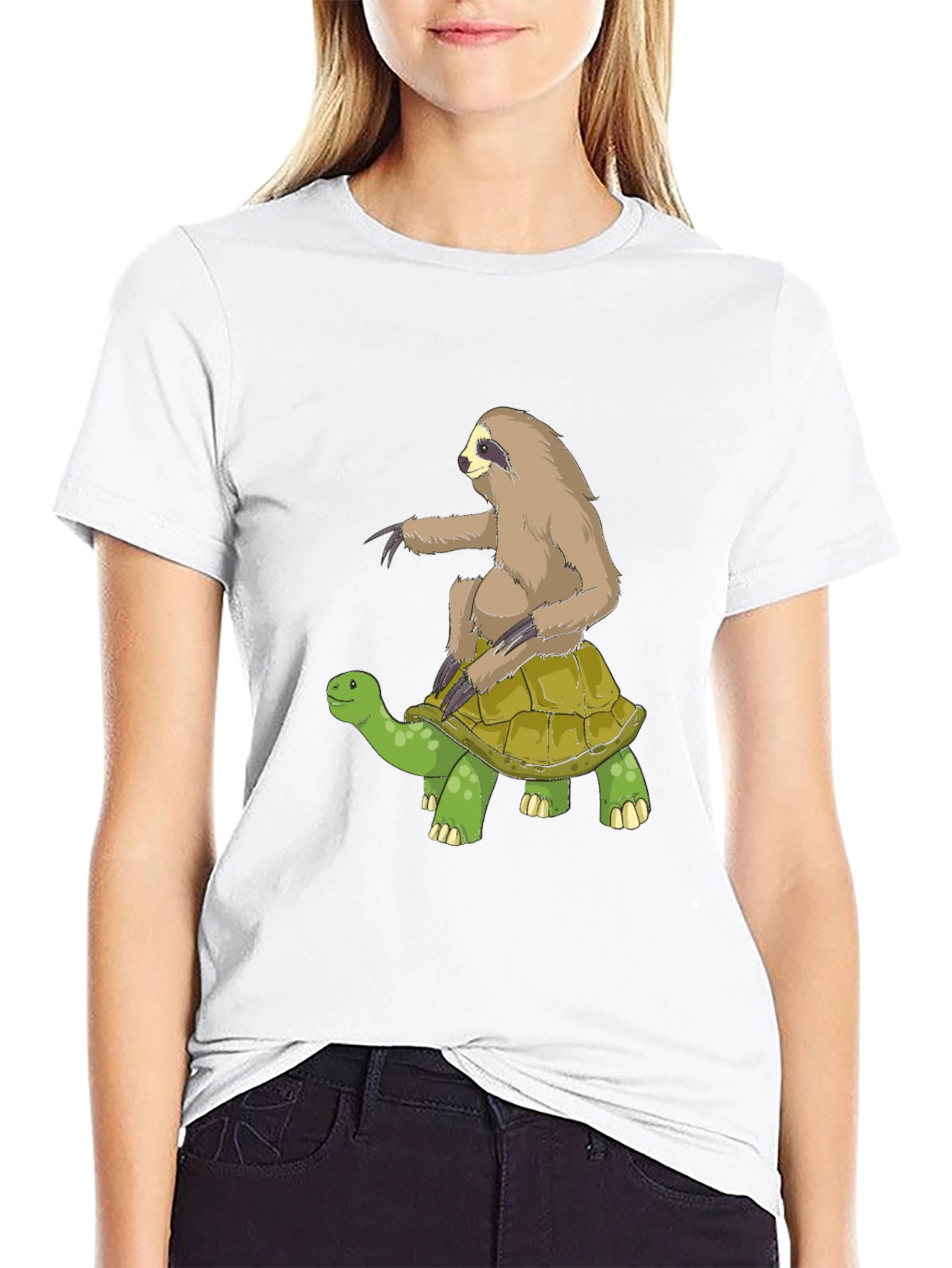 Sloth Riding Turtle Graphic Tee