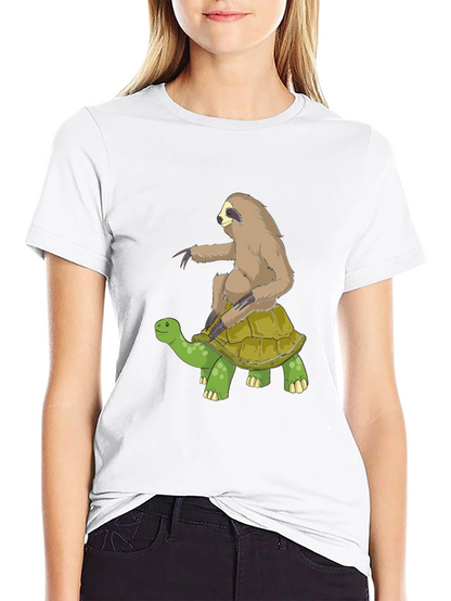 Sloth Riding Turtle Graphic Tee
