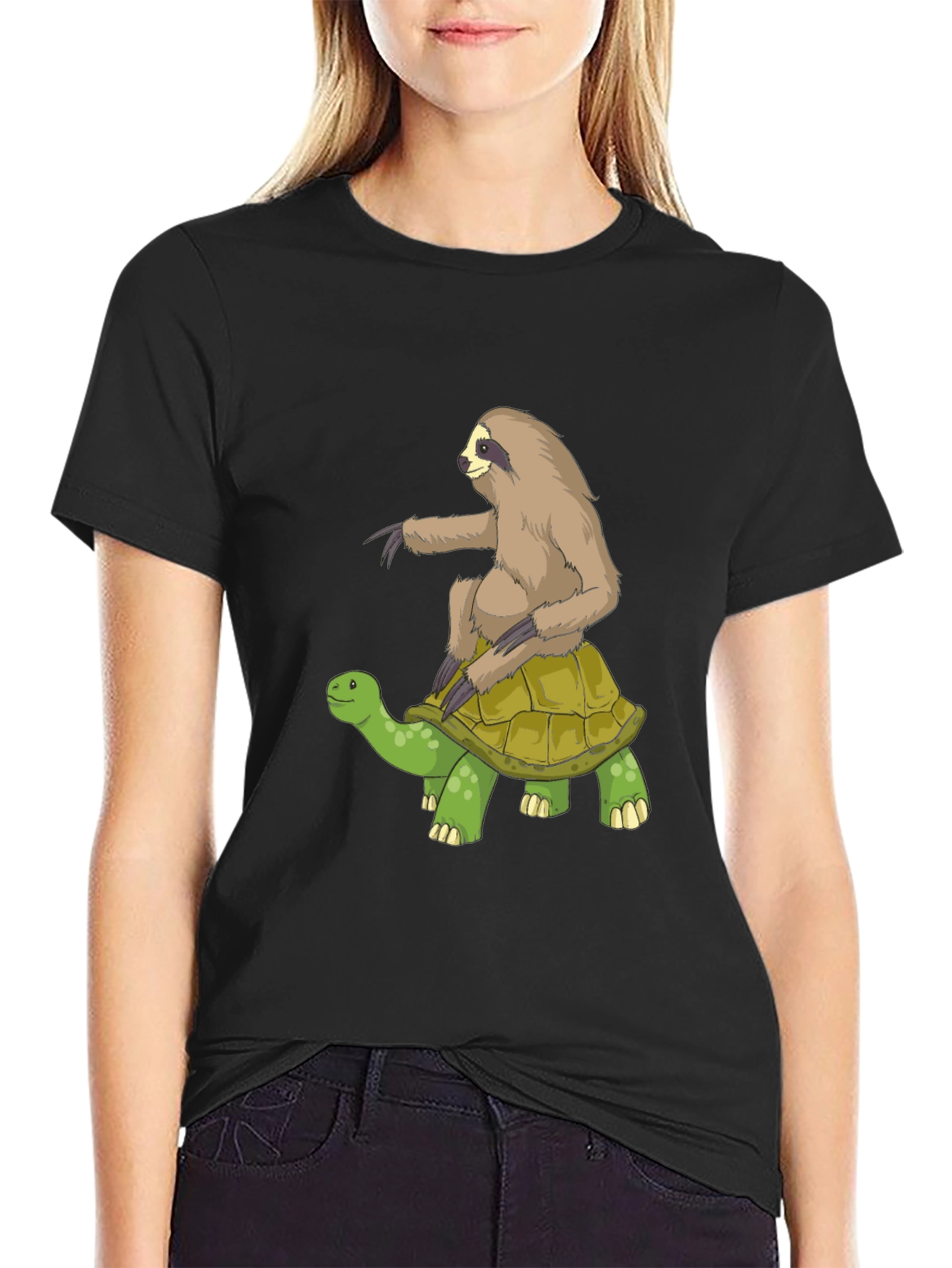 Sloth Riding Turtle Graphic Tee