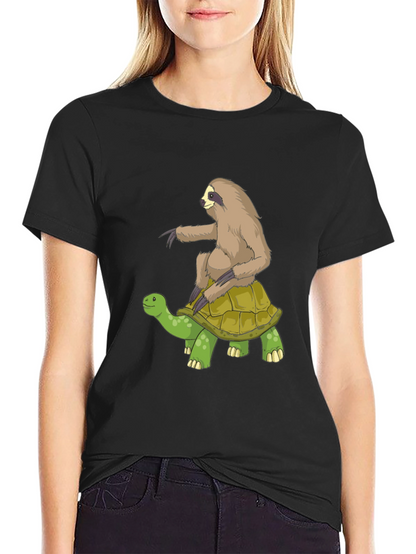 Sloth Riding Turtle Graphic Tee