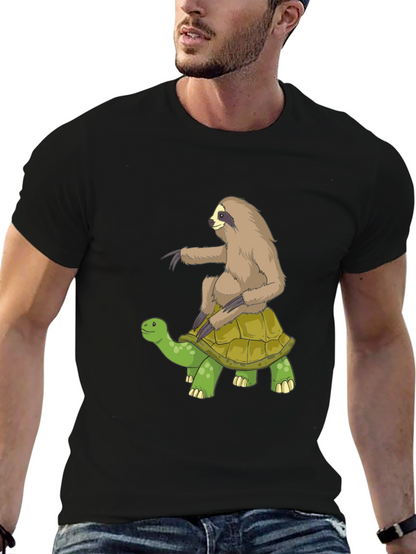 Sloth Riding Turtle Graphic Tee