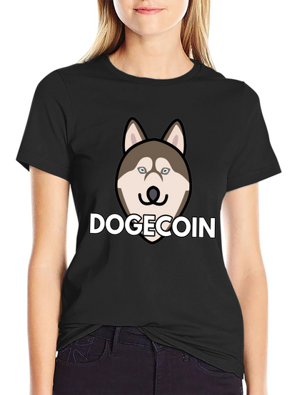 Dogecoin Husky Black T-Shirt - Crypto Fashion