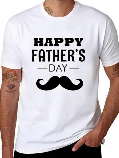 Happy Fathers Day T-Shirt Mustache Graphic Tee