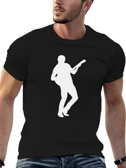 Guitar Player Silhouette Graphic Black T-Shirt