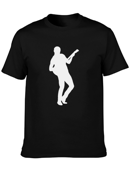 Guitar Player Silhouette Graphic Black T-Shirt
